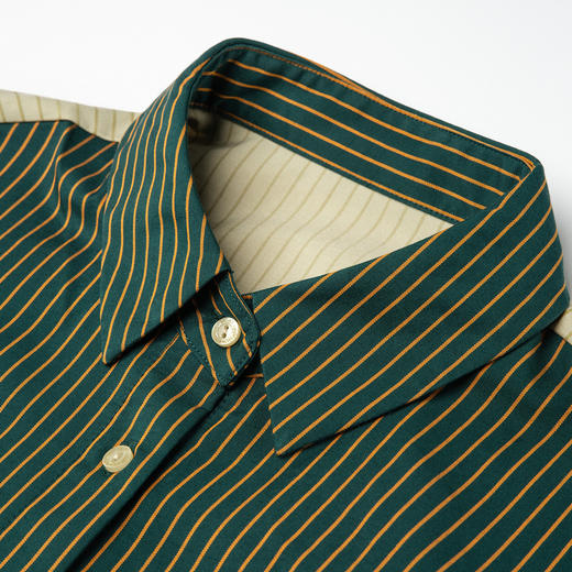 谜底拼接式衬衫长袖女2025秋新款复古风大廓形中长衬衣257MC7815 商品图3