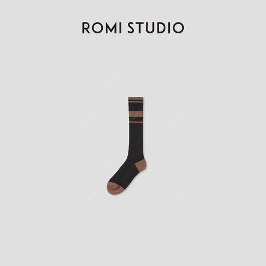 ROMI STUDIO“复古休闲”棉质软糯条纹撞色长筒小腿袜 RWCAP35370 商品图2
