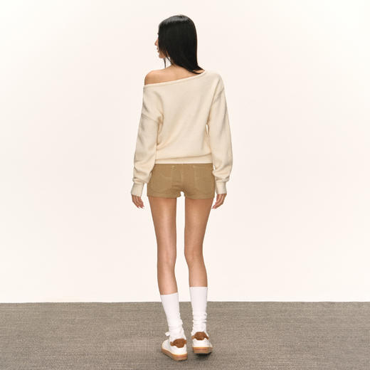 Ariseism 美式复古宽松斜肩毛衣女秋季新款外穿针织上衣 商品图4
