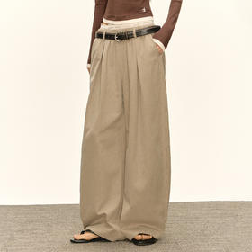 Ariseism 美式复古宽松蕾丝腰头休闲裤女秋季新款长裤子