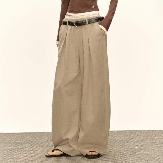 Ariseism 美式复古宽松蕾丝腰头休闲裤女秋季新款长裤子 商品图0