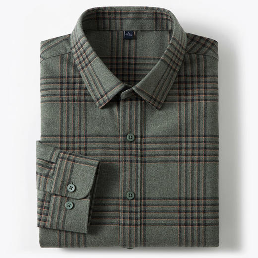 【含羊毛】罗蒙秋冬长袖格子衬衫男士磨毛厚实保暖舒适柔软百搭通勤休闲棉质衬衣 商品图8