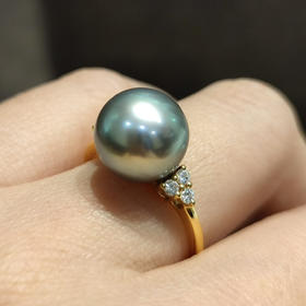 灰色海水珍珠戒指10.7mm