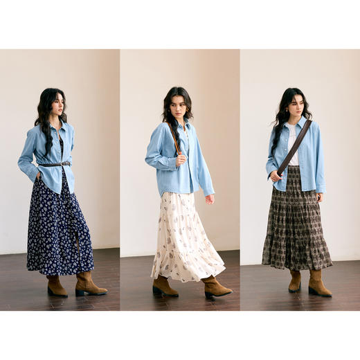 HeyDress复古水洗基础牛仔衬衫 商品图3