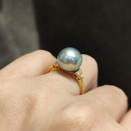 灰色海水珍珠戒指10.7mm 商品图4