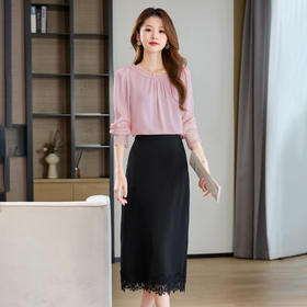 HR HBLJRA1099-6镂空边新款显瘦减龄时尚气质两件套