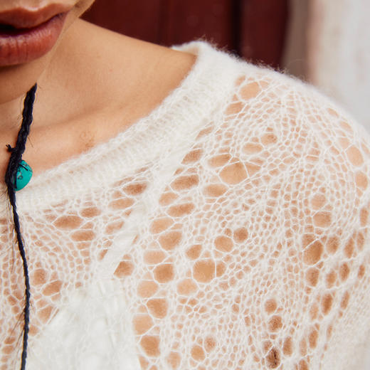 丝绒镂空圆领女套衫  SJF97W371N 商品图6