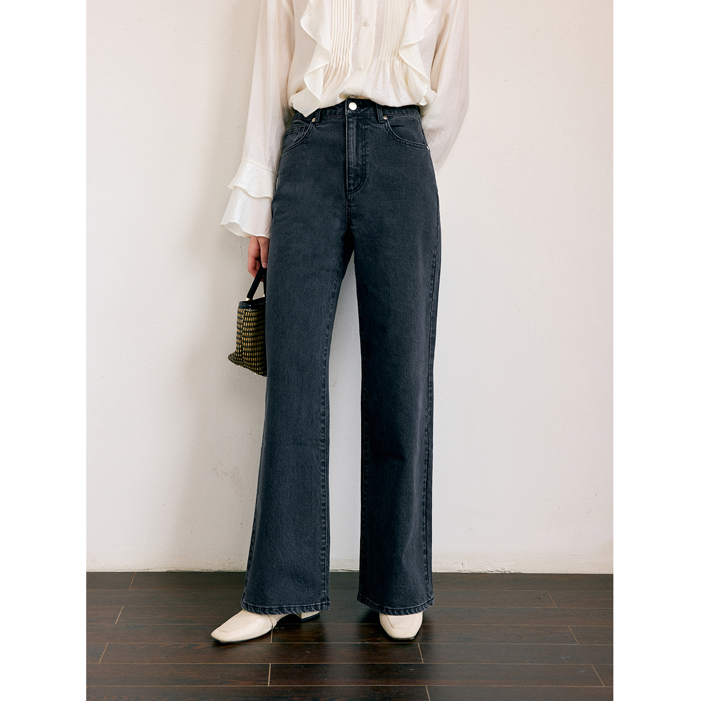 HeyDress水洗微弹直筒牛仔裤