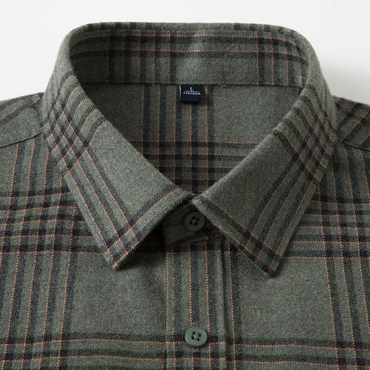 【含羊毛】罗蒙秋冬长袖格子衬衫男士磨毛厚实保暖舒适柔软百搭通勤休闲棉质衬衣 商品图3