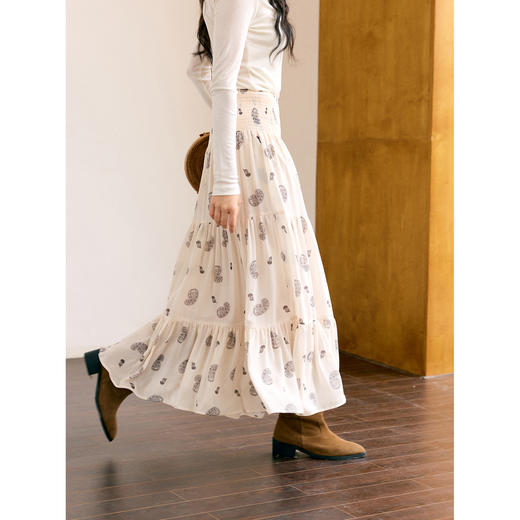 HeyDress腰果花打揽拼接A摆半裙 商品图0