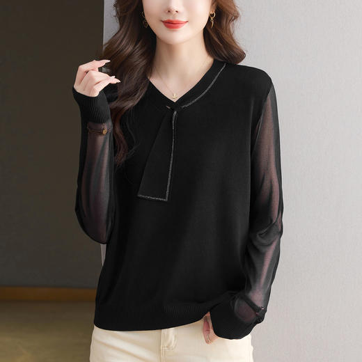 CC 82518纱袖上衣薄款洋气打底衫时髦 商品图3