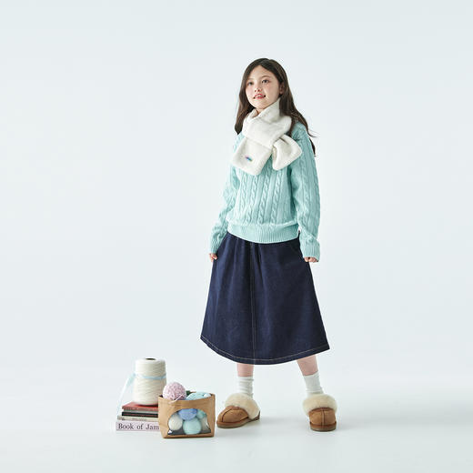 棵初2025年冬季新款亲子中大女童柔软蓬松亲肤围巾保暖微弹围脖 商品图1