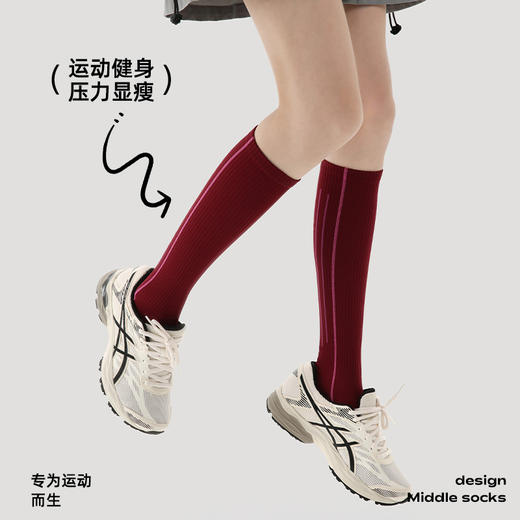 （49.9任选3件）Renaissance运动女袜夏季薄款中筒袜瑜伽跑步跳绳徒步健身压力袜（活动产品，收货7天内支持退换） 商品图2