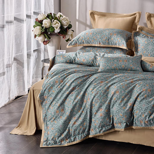 多喜爱 60S全棉缎纹四件套香影罗缎/月映兰亭/姑苏竹春/棕榈诗篇/月晓阑音/素唯hl【新疆长绒棉】【柔软细腻】细腻柔滑 丝般光泽 多款可选 商品图1