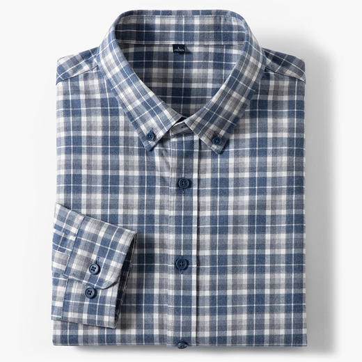 【全棉】罗蒙秋冬厚款长袖衬衫男士柔软亲肤舒适轻商务风长袖衬衣 商品图10