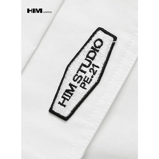 HIM漢崇 潮流字母绣花章连帽夹克简约白色休闲长袖外套 2025秋季 商品图2
