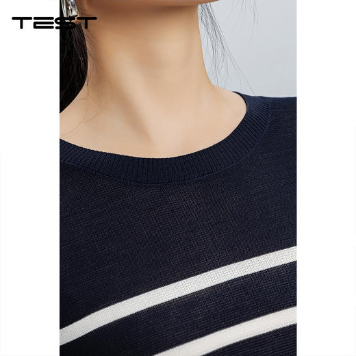 秋上新简约通勤风黑白条纹针织拼接针织衫1253090 商品图2