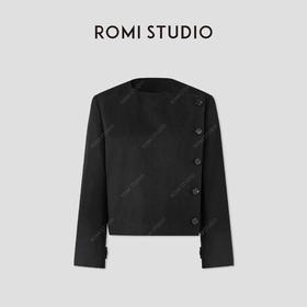 ROMI STUDIO“利落之姿”100骆驼绒精裁线条圆领毛呢外套RWCWW85207