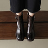 阿么手工女鞋小个子增高短靴7.5CM防水台新款真皮复古时装靴高跟 商品缩略图2