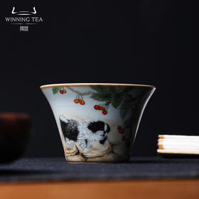 问鼎汝瓷天青癸卯马蹄杯（庭院生趣）