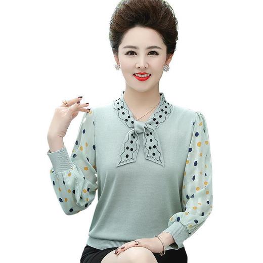 W211-2802-85-138妈妈春秋装长袖打底小衫50岁中年女装洋气雪纺上衣中老年针织T恤 商品图4
