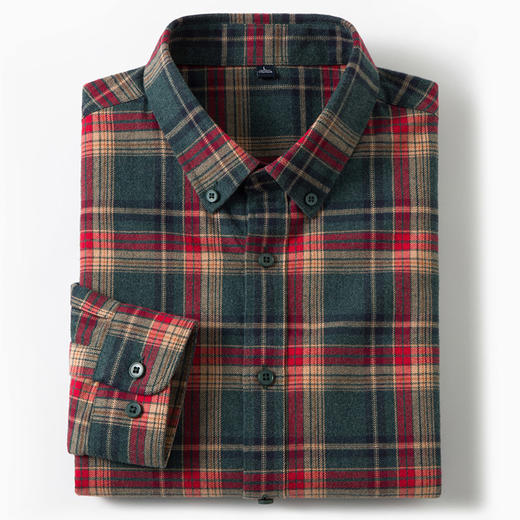 【全棉】罗蒙秋冬格子长袖衬衫男士加厚柔软亲肤职业装通勤百搭男士长袖衬衣 商品图11