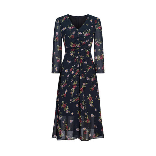 HeyDress前抽褶修身碎花连衣裙 商品图4