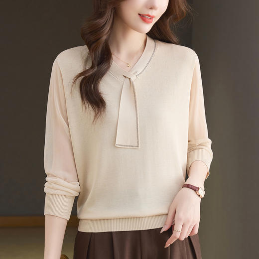 CC 82518纱袖上衣薄款洋气打底衫时髦 商品图0