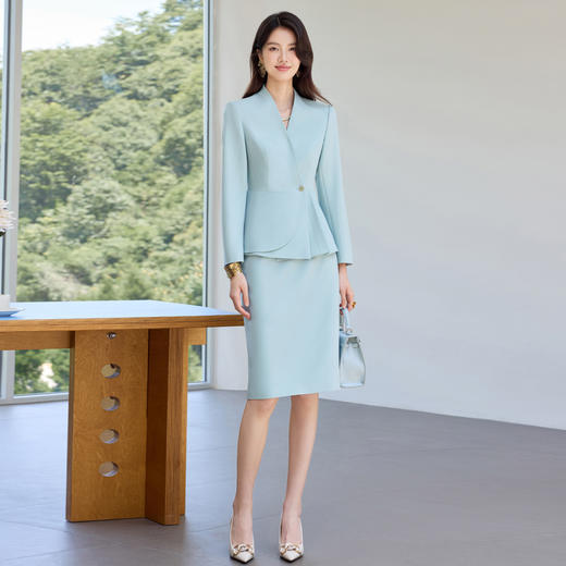 IWY/高级感蓝色西装套裙女气质优雅正式场合职业半裙套装工作服25CS808 商品图2