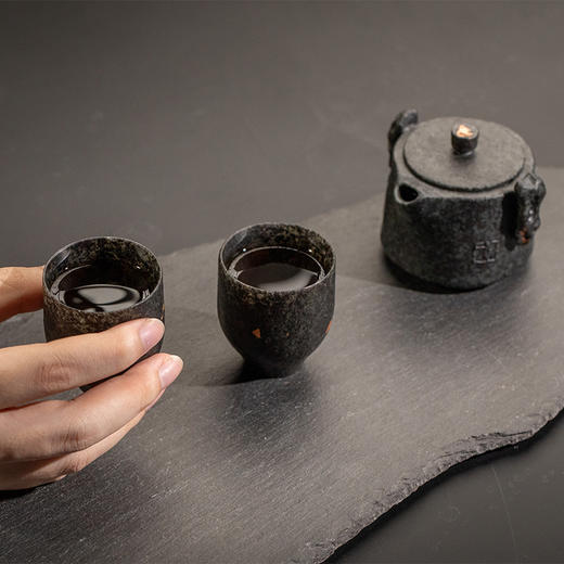 张文山冰碛岩乌冰花纹一壶两杯 商品图7