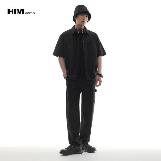 HIM漢崇 潮流简约工装多袋设计宽松耐磨休闲短袖衬衫男 2026春季 商品图1