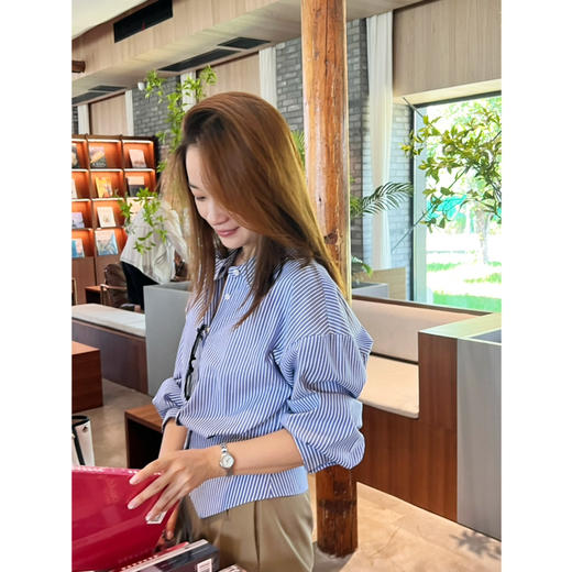 2508505    收腰 条纹长袖衬衫 色织棉衬衫 商品图7