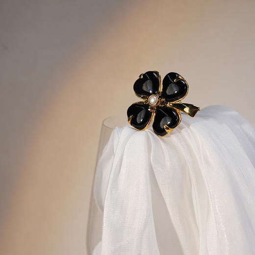 北京仓｜Goossens Paris-Trefle-天然黑色玛瑙 珍珠 胸针［法国设计师］ 商品图8
