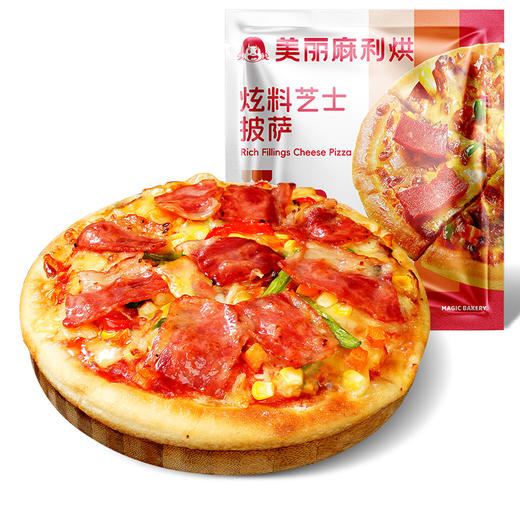 大希地炫料芝士披萨(美式培根味)180g*4+大希地炫料芝士披萨(果蔬牛肉味)180g*3 商品图0