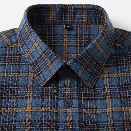 【含绵羊毛】罗蒙秋冬长袖格子衬衫男士商务风通勤磨毛保暖舒适长袖衬衣 商品图4