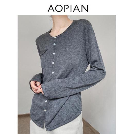 3ZZS6067奥篇4色系扣针织开衫混纺真丝羊毛宽松舒适百搭针织衫RJ144 商品图3