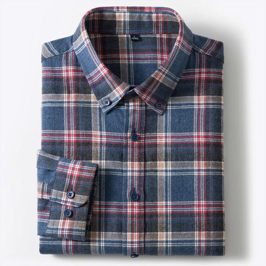 【全棉】罗蒙秋冬格子长袖衬衫男士加厚柔软亲肤职业装通勤百搭男士长袖衬衣 商品图9