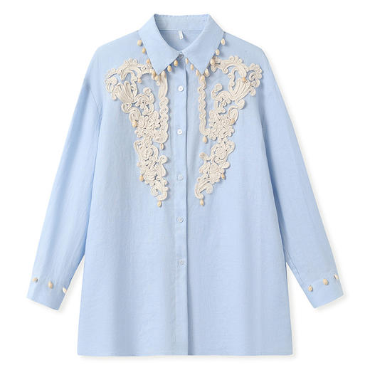 SS N6098时髦轻国风拼接衬衫休闲宽松立领上衣 商品图4