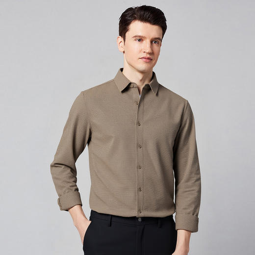 【含绵羊毛】罗蒙秋冬长袖衬衫男士职业通勤厚款舒适商务风长袖衬衣 商品图5