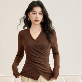 「自」全新升级【铂金会员174/天猫229/差价55】(52649)洛诗琳新款长袖针织衫2025秋季气质通勤显瘦V领打底上衣女