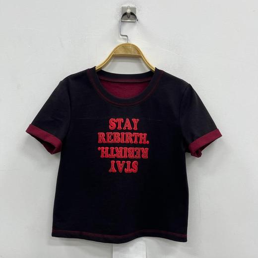 NC撞色印字母短袖T恤50702（黑）夏季153011380321 商品图1