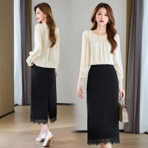 HR HBLJRA1099-6镂空边新款显瘦减龄时尚气质两件套 商品图3