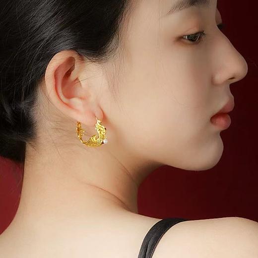 故宫 龙凤金禧 丹凤玲珑花丝耳饰 商品图3