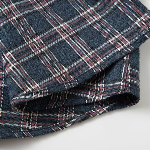 【含绵羊毛】罗蒙秋冬长袖格纹衬衫男士翻领时尚百搭通勤磨毛保暖舒适男士长袖衬衣 商品图6