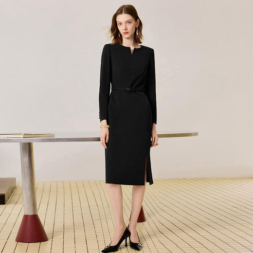 IWY/高级感黑色正式场合优雅连衣裙女气质干练职业西装裙工作服J25Q232-B 商品图0