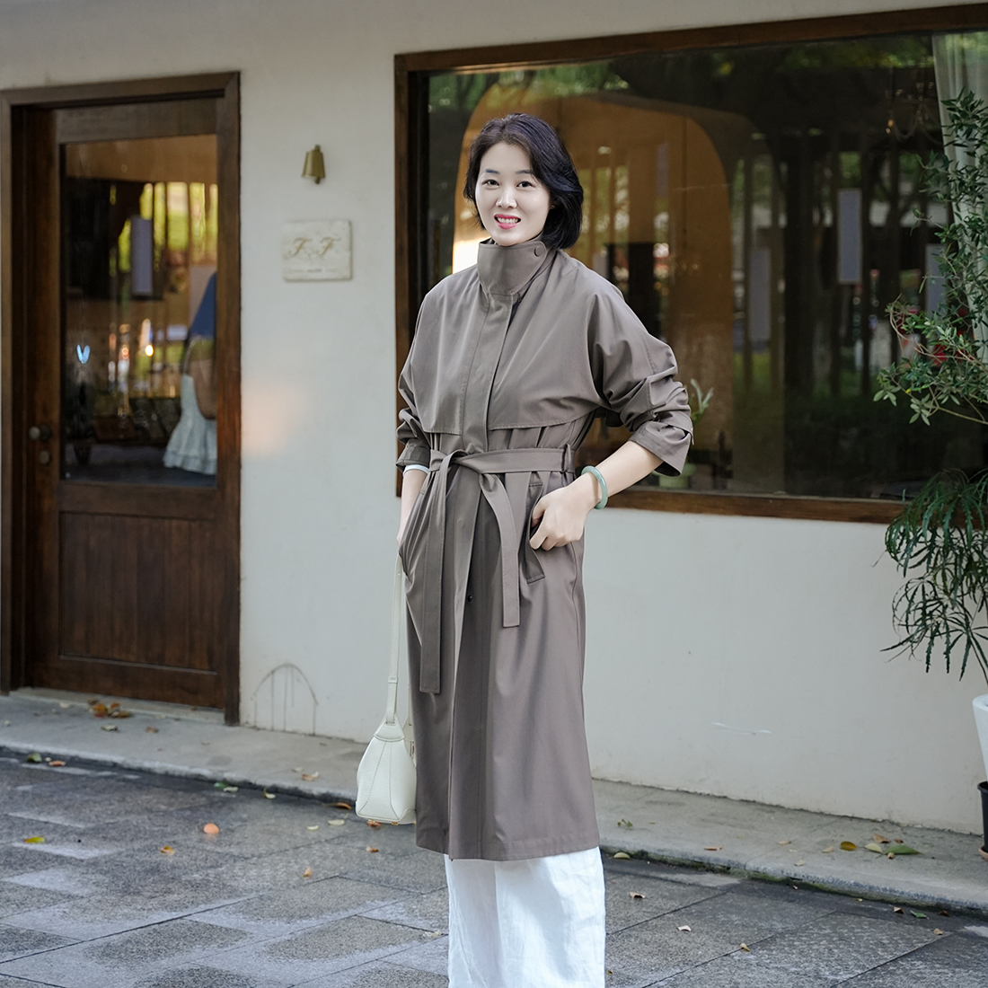 火桐hooton 露珠系列 丝羊毛精纺复式长风衣ZB7040