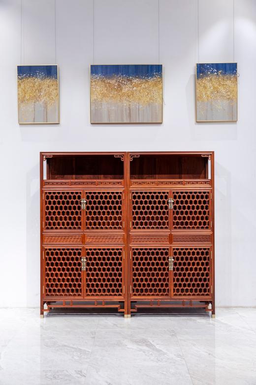 红桥红  家具严选  缅甸花梨（大果紫檀）【188 龟背纹亮格柜】 商品图0