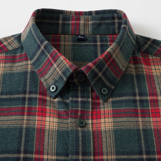 【全棉】罗蒙秋冬格子长袖衬衫男士加厚柔软亲肤职业装通勤百搭男士长袖衬衣 商品图5