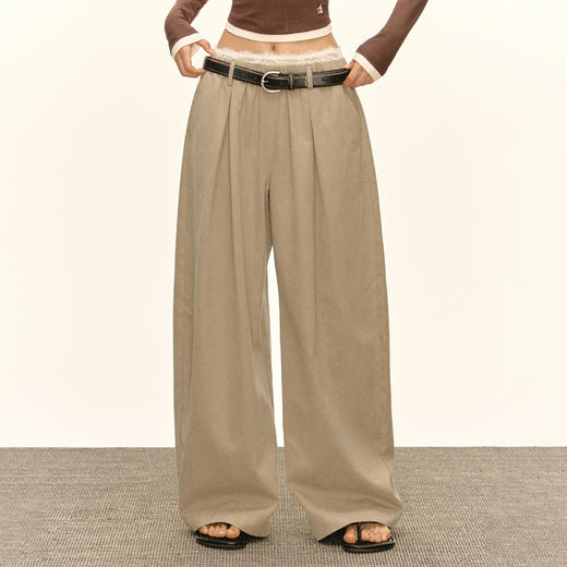 Ariseism 美式复古宽松蕾丝腰头休闲裤女秋季新款长裤子 商品图3