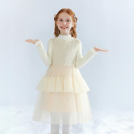 笛莎Deesha 童装女童连衣裙2025冬新款女童小香风网纱烫银拼接背心裙 商品图1